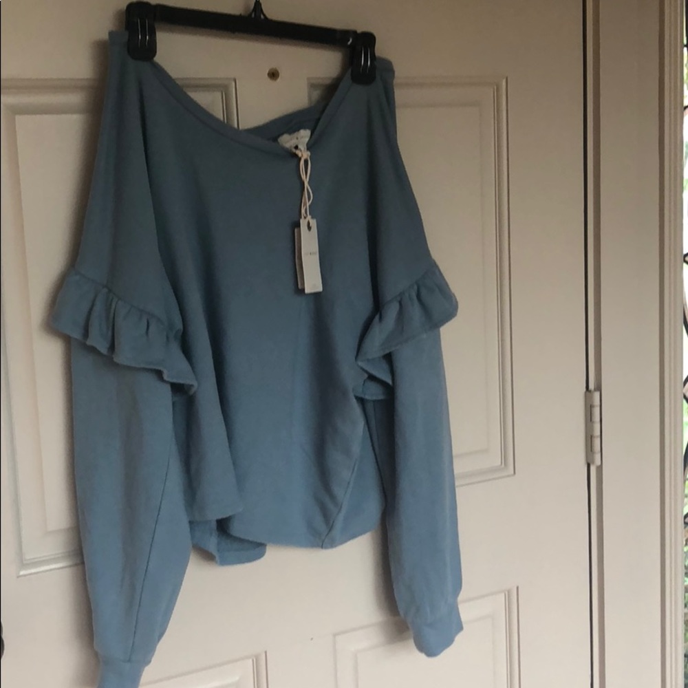 NWT Lucky Brand Ruffle Sleeve Sweater